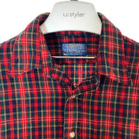 SIR PENDLETON サー ペンドルトン 70's USA製 ウールシャツ 片ポケット タータンチェック レッドxブルー sizeL 瑞穂店
