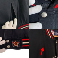 90's NBA CHICAGO BULLS シカゴ・ブルズ コットン スタジアムジャケット スタジャン JH DESIGN ジェフハミルトン ブラック レッド Size 4XL 福生店