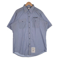 U.S.NAVY 米海軍 シャンブレーシャツ ユーティリティ ブルー 刺繡 半袖 8405-01-458-5545 Size XL 福生店