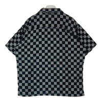 CALEE キャリー パイル 市松模様 オープンカラー 半袖シャツ ブラック sizeL 瑞穂店