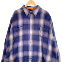 00's ST JOHN'S BAY セントジョーンズベイ フランネル オンブレチェックシャツ シャドー ブルー インド製 Size XXL 福生店