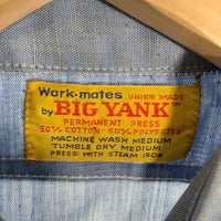 70's BIG YANK ビッグヤンク シャンブレー ワークシャツ ライトブルー 襟芯 Size M 相当 福生店