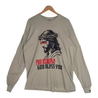 EXAMPLE エグザンプル JESUSIS L/S TEE ジーザス プリント 長袖 Tシャツ ロンT カーキ ex24aw-to-0006 Size XL 福生店