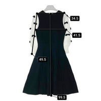 M'S GRACY エムズグレイシー ak-118526 リボンスリーブニットワンピース ブラック ホワイト size36 瑞穂店