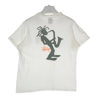 STUSSY ステューシー 紺タグ USA製 シャドーマン ジャズマン 前後プリント シングルステッチ Tシャツ ホワイト sizeM★汗ジミあり 瑞穂店