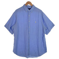 Ralph Lauren ラルフローレン リネン 半袖 ボタンダウン シャツ ブルー Size XL 福生店