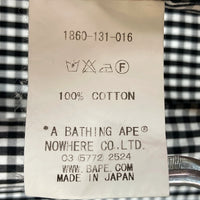 A BATHING APE アベイシングエイプ 1860-131-016 ギンガムチェック シャツ ホワイト×ブラック sizeL※襟汚れあり 瑞穂店