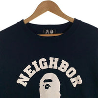 A BATHING APE アベイシングエイプ NEIGHBOR HOOD ネイバーフッド プリント スウェットクルーネックトレーナー ネイビー 001SWJ231901C Size XL 福生店