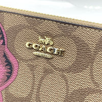 COACH コーチ F6657 シグネチャー PVCレザー ラウンドファスナーウォレット 長財布 ベージュ カフェファセット 福生店