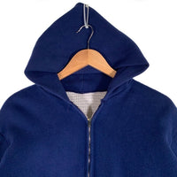 50's 60's ブランド不明 ダブルフェイス 裏サーマル 片爪 ジップアップ フーディー パーカー ネイビー Size XL相当 福生店