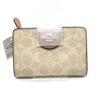 COACH コーチ CW786 ミディアム コーナー ジップ ウォレット・シグネチャー キャンバス 二つ折り財布 オフホワイト ベージュ 福生店