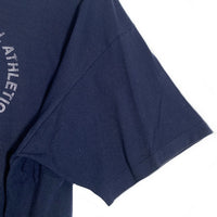 90's STUSSY ステューシー INTERNATIONAL ATHLETICS スカルプリント Tシャツ ネイビー USA製 紺タグ Size XXL 福生店