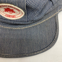 US古着 BOYNE CITY RAILROAD CAMPANY ピンストライプ ワークキャップ ブルー×ホワイト 瑞穂店