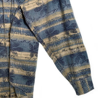 90's L.L.Bean エルエルビーン 総柄プリント ボタンダウンシャツ ブルー USA製 Size XXL 福生店