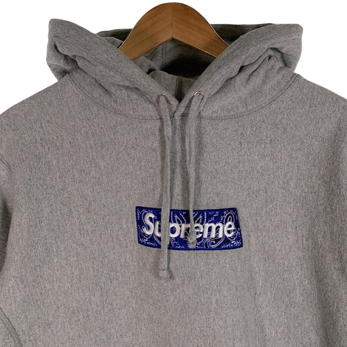 SUPREME シュプリーム 19AW Bandana Box Logo Hooded Sweatshirt バンダナボックスロゴ スウェットパーカー  グレー Size M 福生店