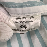 Billy A STORE ROBOT ビリー アストアロボット ストライプ コットンシャツ ホワイト ミントグリーン 日本製 Size M-L 相当 福生店