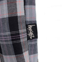 80's STUSSY ステューシー コットン チェック柄 1タック ロングパンツ グレー ブラック USA製 黒タグ Size 29 福生店