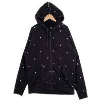 00's STUSSY ステューシー Skull Patterned Full Zip Hoodie フルジップパーカー フーディー ブラック Size XL 福生店