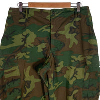 60's U.S.ARMY 米軍 ERDL カモフラージュ カーゴパンツ リップストップ リペアあり 68年会計 Size L-R 福生店