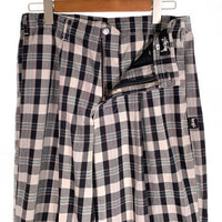 80's STUSSY ステューシー コットン チェック柄 1タックスラックス パンツ ブラック グレー USA製 黒タグ Size 32 福生店
