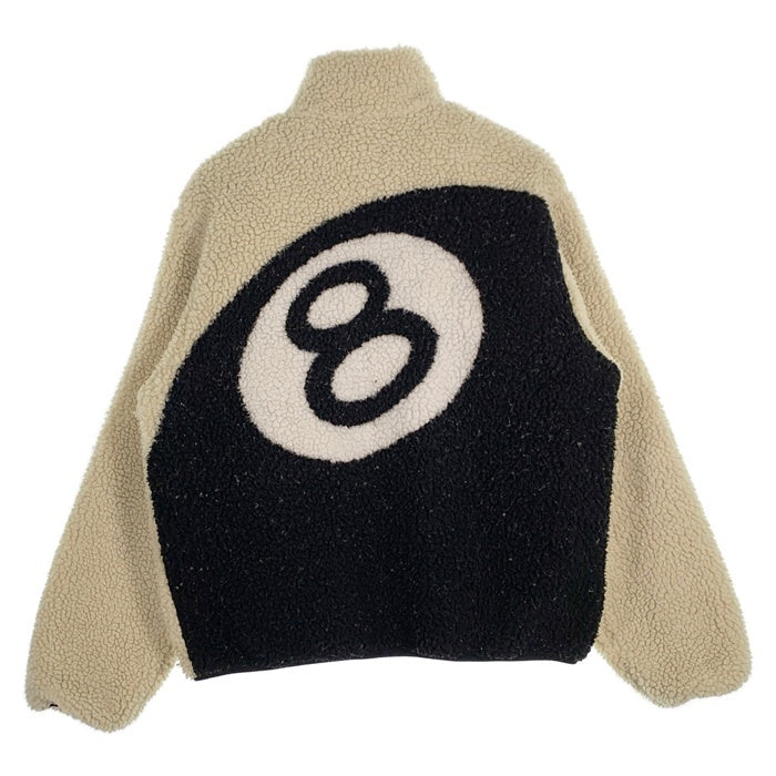 STUSSY ステューシー 8 Ball Sherpa Jacket エイトボール シェルパフリースジャケット ボア リバーシブル ナチュラル  ブラック 118498 Size M 福生店