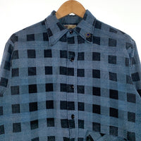 70`s Sears シアーズ Denim doctors デニムドクターズ リメイク プリントフランネルシャツ フラワースタッズ ブルー Size M 相当 福生店