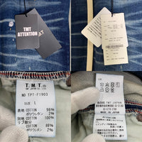 TMT ティーエムティー 19AW SWEATLIKE-INDIGO DENIM TRACK PANT スウェットデニムトラックパンツ インディゴ ダメージ/ペンキ加工 TPT-F1903 Size L 福生店