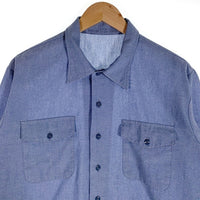 90's U.S. NAVY 米海軍 ミリタリー 長袖 シャンブレー シャツ ライトブルー 8405-01-074-4907 Size L 福生店