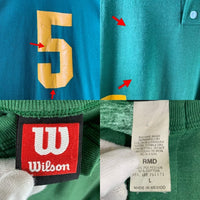 Wilson ウィルソン ヘンリーネック ナンバリングプリント Tシャツ グリーン メキシコ製 Size L 福生店