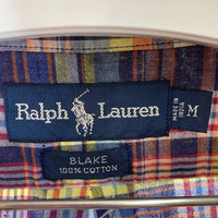 Ralph Lauren ラルフローレン BLAKE ボタンダウン マドラスチェック 半袖シャツ ブルー×レッド sizeM 瑞穂店