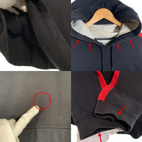 00's NIKE ナイキ サイドライン ロゴ刺繡 プルオーバースウェットパーカー ブラック レッド Size XL 福生店