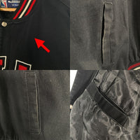 90's NBA CHICAGO BULLS シカゴ・ブルズ コットン スタジアムジャケット スタジャン JH DESIGN ジェフハミルトン ブラック レッド Size 4XL 福生店