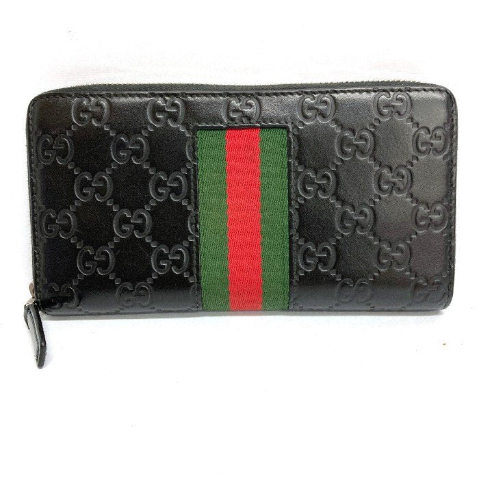 GUCCI グッチ 408831 493075 グッチシマ シェリーライン 長財布 ラウンドファスナー長財布 ブラック 瑞穂店