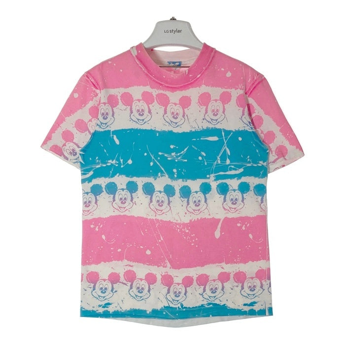 Disney ディズニー USA製 シングルステッチ 総柄 タイダイ風