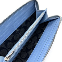 COACH コーチ CJ884 PVCレザー ラウンドファスナーウォレット 長財布 ライトブルー 福生店