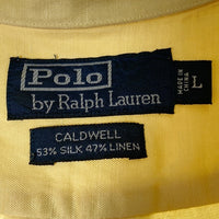 Polo Ralph Lauren ラルフローレン CALDWELL シルクリネン 開襟 オープンカラーシャツ 無地 イエロー sizeL 瑞穂店