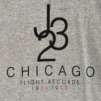 90's J23 CHICAGO FLIGHT RECORDS 1984-1998 マイケルジョーダン プリントTシャツ グレー anvil Size XL 福生店