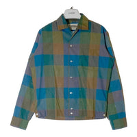 Cambridge ケンブリッジ 60's~70's オープンカラー ボックスカット パネルチェック 長袖シャツ ブルー sizeM 瑞穂店