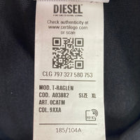 DIESEL ディーゼル A03882 ラグラン ロゴ Tシャツ ブラック sizeXL 瑞穂店