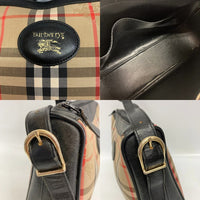 Burberry's バーバリーズ ノバチェック ロゴ透かし レザー ショルダーバッグ ブラック 瑞穂店