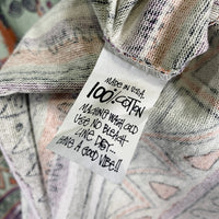 80's STUSSY ステューシー オーバープリント ボーダーポケットTシャツ 総柄 マルチ USA製 黒タグ Size L 福生店
