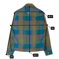 Cambridge ケンブリッジ 60's~70's オープンカラー ボックスカット パネルチェック 長袖シャツ ブルー sizeM 瑞穂店