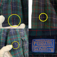 70-80's PENDLETON ペンドルトン SIR ボタンダウン ウールチェックシャツ グリーン USA製 Size XL 福生店