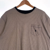 90's Ralph Lauren ラルフローレン ボーダーポケットTシャツ ブラック アイボリー 香港製 Size XL 福生店