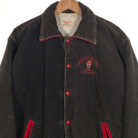80's Rennoc レノック コーデュロイ スタジャン アワードジャケット スナップボタン 刺繡 ブラック Size L 福生店