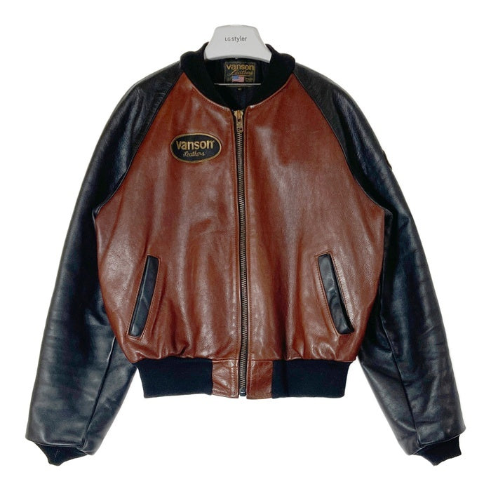 VANSON バンソン TJV USA製 レザー チームジャケット ブラウンx