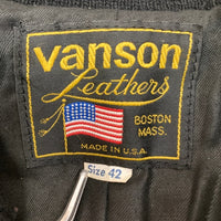 VANSON バンソン TJV USA製 後付けワッペン レザー チームジャケット ブラック×ホワイト size42 瑞穂店