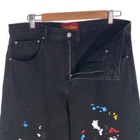 Mutimer ペンキ加工 ブラックデニム ワイドパンツ 裾カットオフ Size 32 福生店