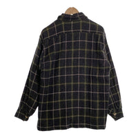 90's STUSSY ステューシー ウールチェックシャツ 長袖 グレー グリーン 紺タグ 厚手 Size M 福生店