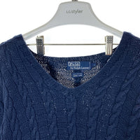 Polo Ralph Lauren ポロ ラルフローレン HAND KNIT コットン ケーブルニット セーター ネイビー sizeL 瑞穂店